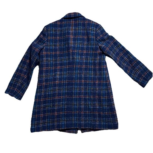 Pendleton Blue Plaid Virgin Wool Mohair Lambs Wool Pea Coat Womens 8 - Picture 6 of 6